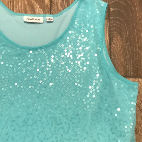 Joan Rivers Teal sequenced tank top - Picture 2 of 4